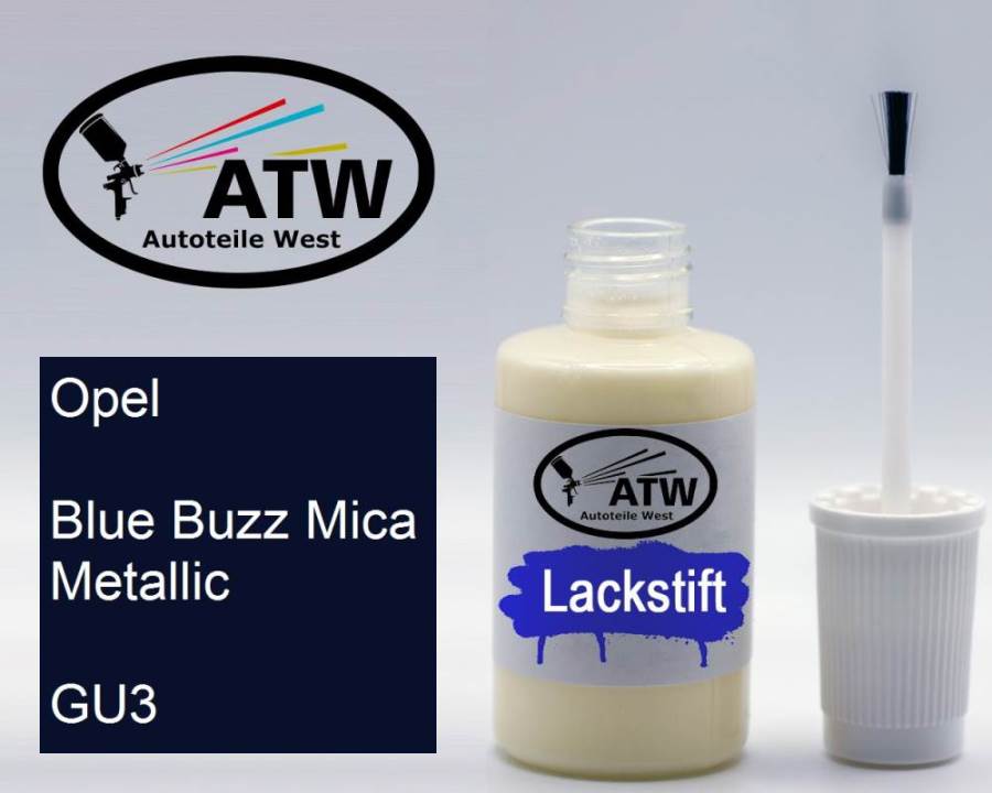 Opel, Blue Buzz Mica Metallic, GU3: 20ml Lackstift, von ATW Autoteile West.